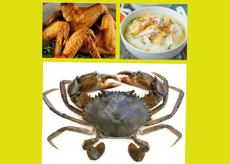 Konon, tiga jenis makanan yaitu sayap ayam, bubur dan kepiting adalah makan pantangan saat merayakan Imlek
